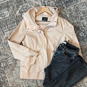 Love Tree Size Medium Womens Blush Pink Utility 100% Cotton Jacket with Hood